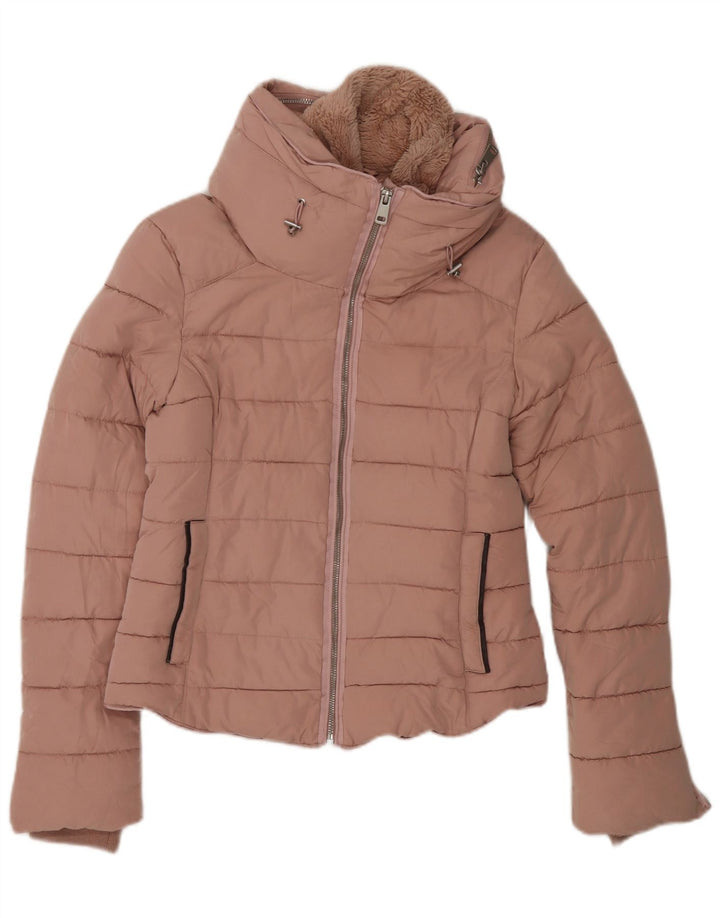 Zara Damen Crop Wattierte Jacke UK 10 Small Pink