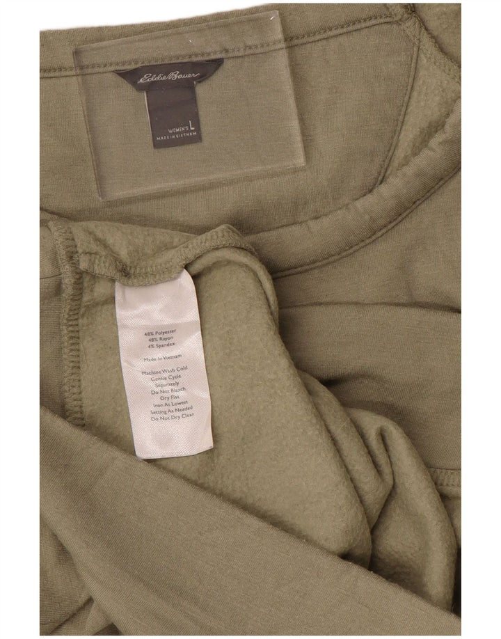 EDDIE BAUER Damen Sweatshirt Pullover UK 16 Large Khaki Polyester