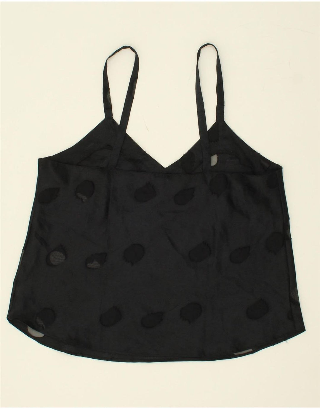VINTAGE Womens Cami Top UK 12 Medium Black Vintage Vintage and Second-Hand Vintage from Messina Hembry 
