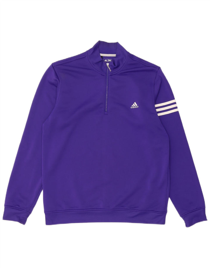 Adidas Herren Climalite Zip Neck Top Langarm Medium Lila Sport