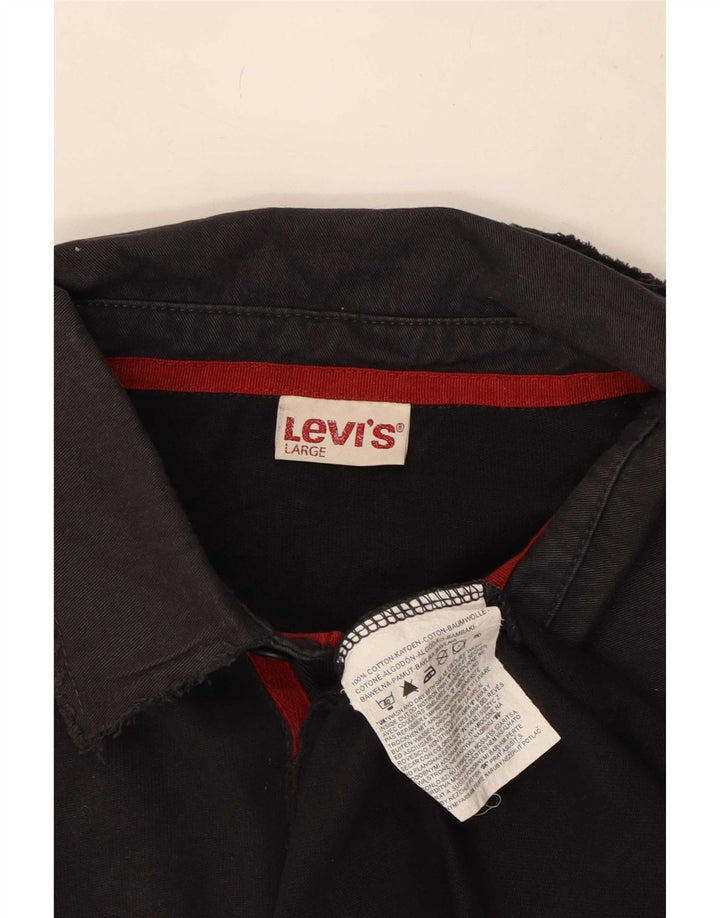 Levi's Herren-Langarm-Poloshirt, groß, schwarze Baumwolle