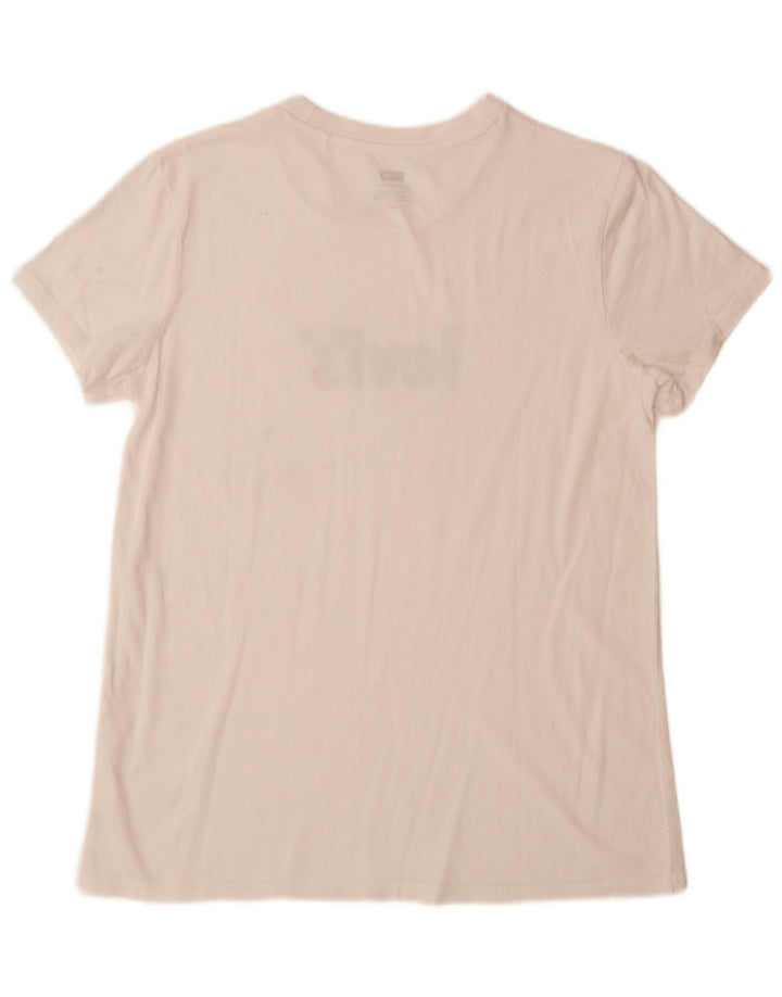 LEVI'S Damen Grafik-T-Shirt-Oberteil UK 12 Mittelweiß