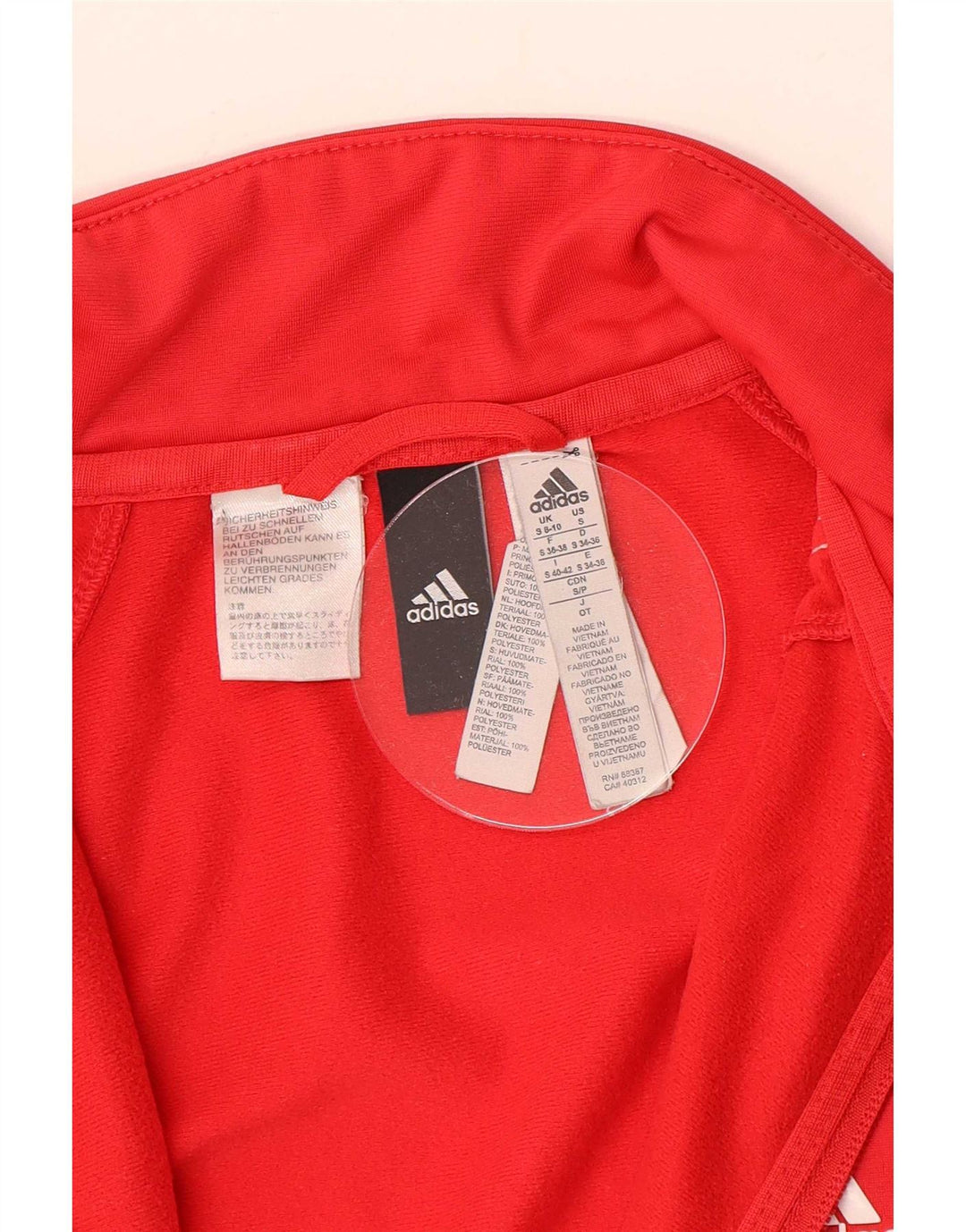 Adidas Damen Trainingsanzug Top Jacke UK 8/10 Small Rot Polyester