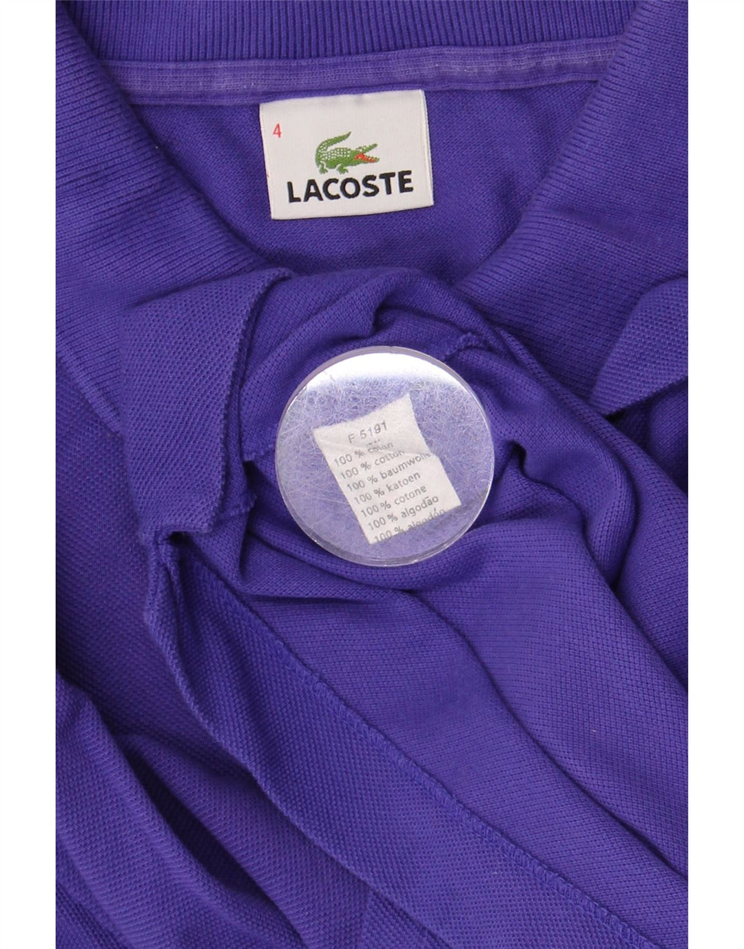 Lacoste Herren-Poloshirt, Größe 4, mittelviolette Baumwolle