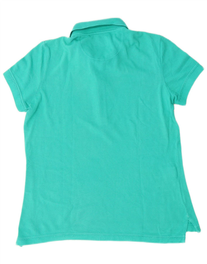 LACOSTE Damen-Poloshirt, Größe 42, große türkisfarbene Baumwolle