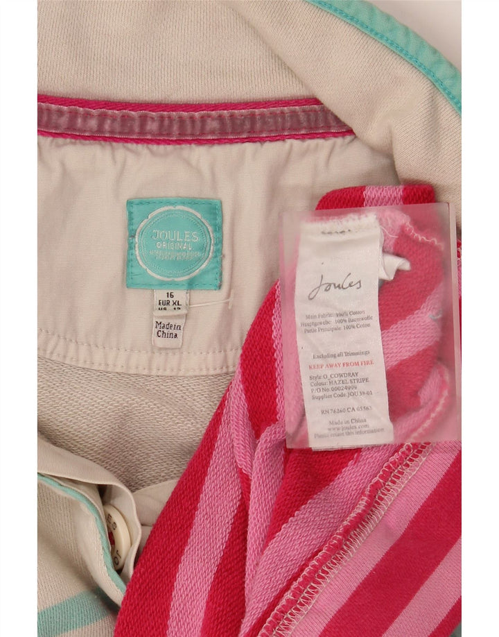 Joules Damen-Sweatshirt mit Knopfkragen, Gr. 40, Größe L, weiß gestreift