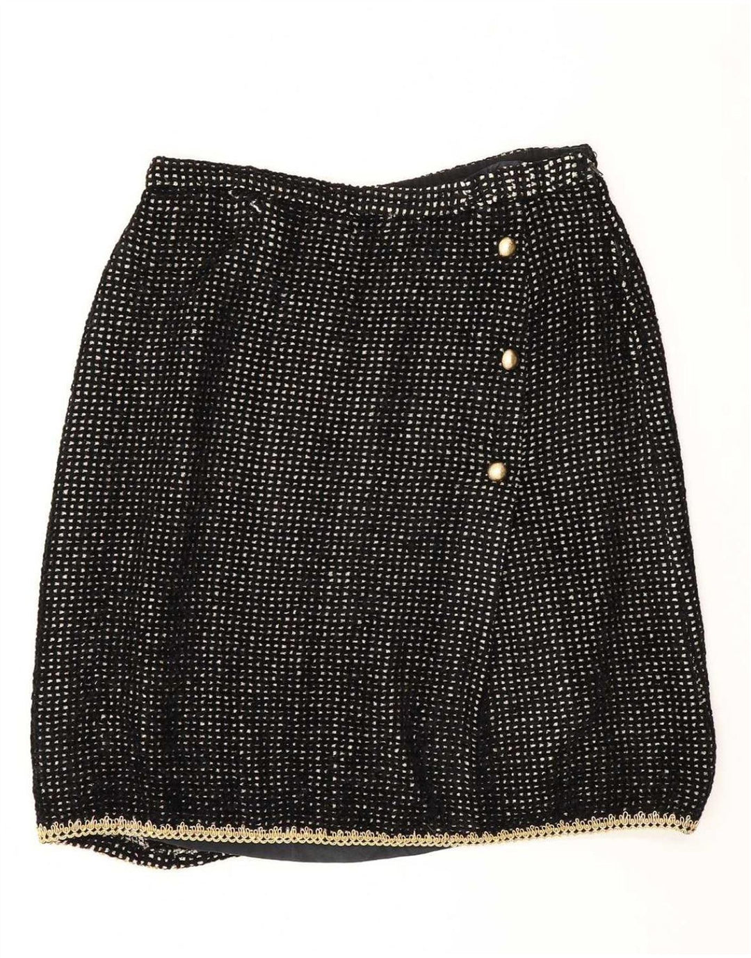 Vintage Damen 2-teiliges Rockset UK 14 Medium W30 Schwarz Geometrisch