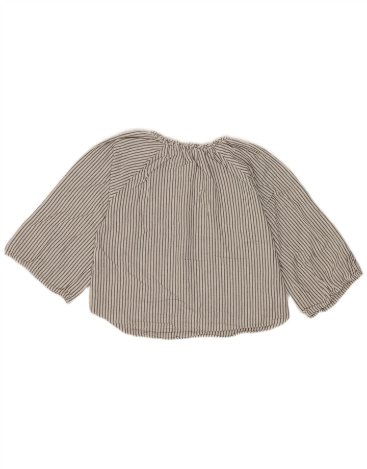 Zara Langarm-Pullovershirt für Mädchen, 11–12 Jahre, weiß gestreift, Viskose
