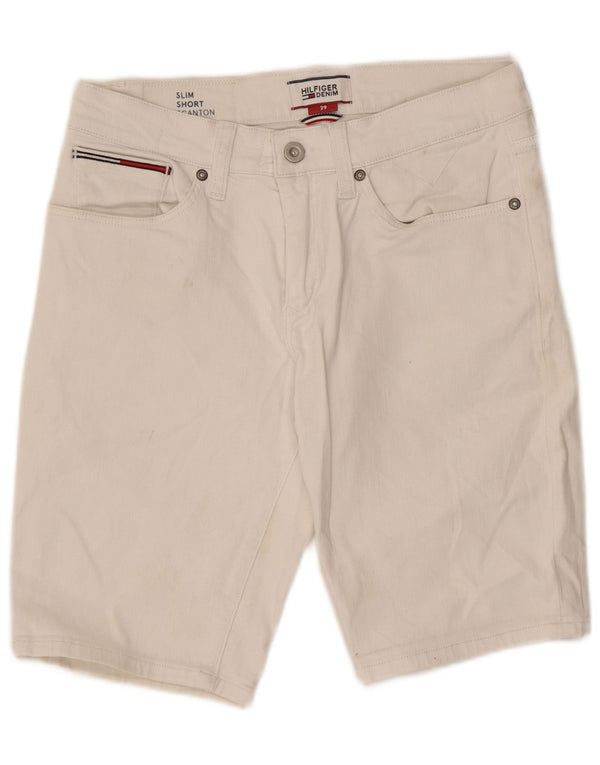 Tommy Hilfiger Herren Scanton Slim Fit Denim Shorts W29 Small Weiße Baumwolle