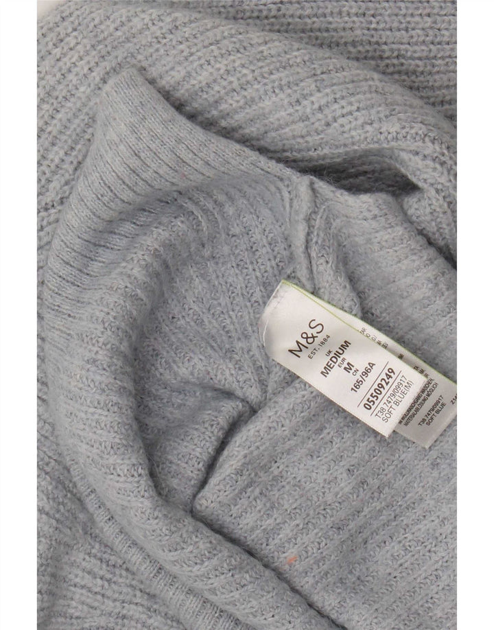 Marks & Spencer Damen Crop Pullover mit U-Boot-Ausschnitt, UK 14, Mittelblau