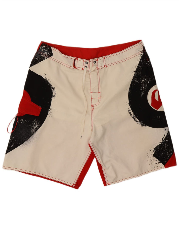 Quiksilver Herren-Badeshorts mit Grafik, groß, weißes Farbblock-Polyester