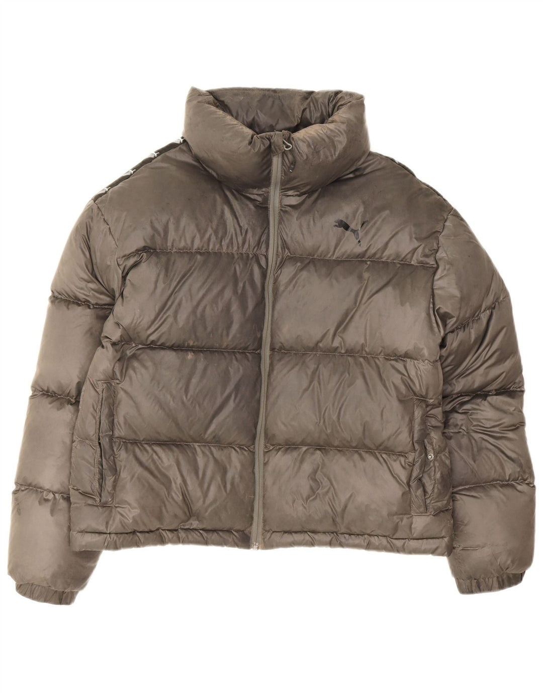 Puma Womens Graphic Wattierte Jacke UK 14 Mittelgraues Polyester
