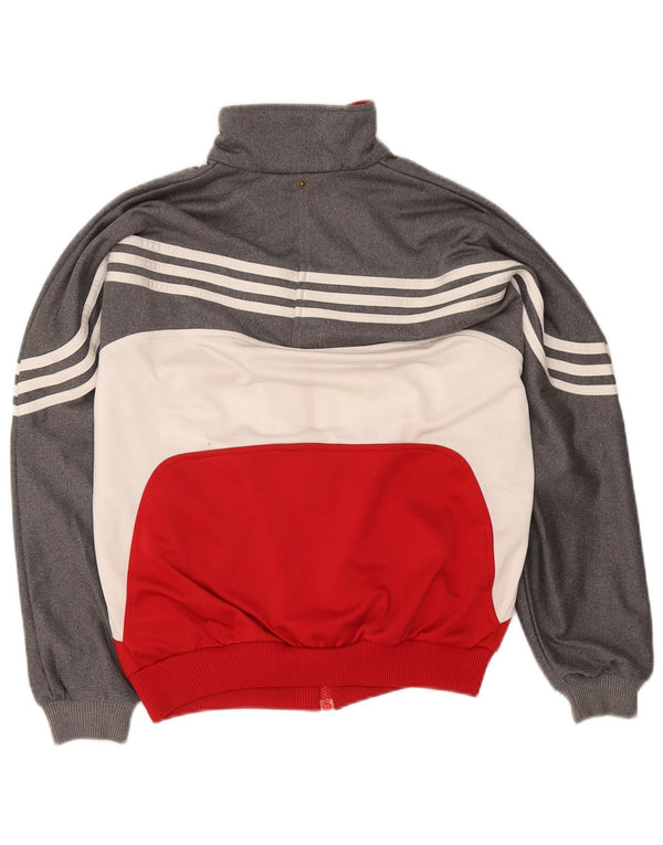 Adidas Jungen-Trainingsanzug-Top-Jacke, 13–14 Jahre, graues Colourblock-Polyester