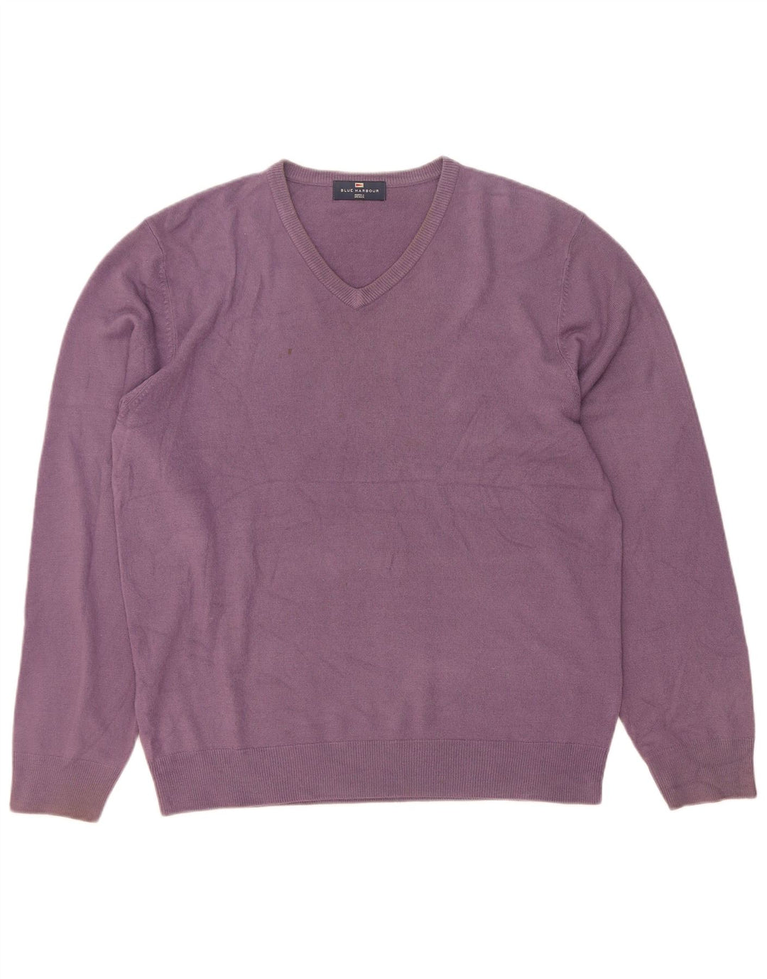 Marks & Spencer Herren Blue Harbour Pullover mit V-Ausschnitt, Größe L, Lila