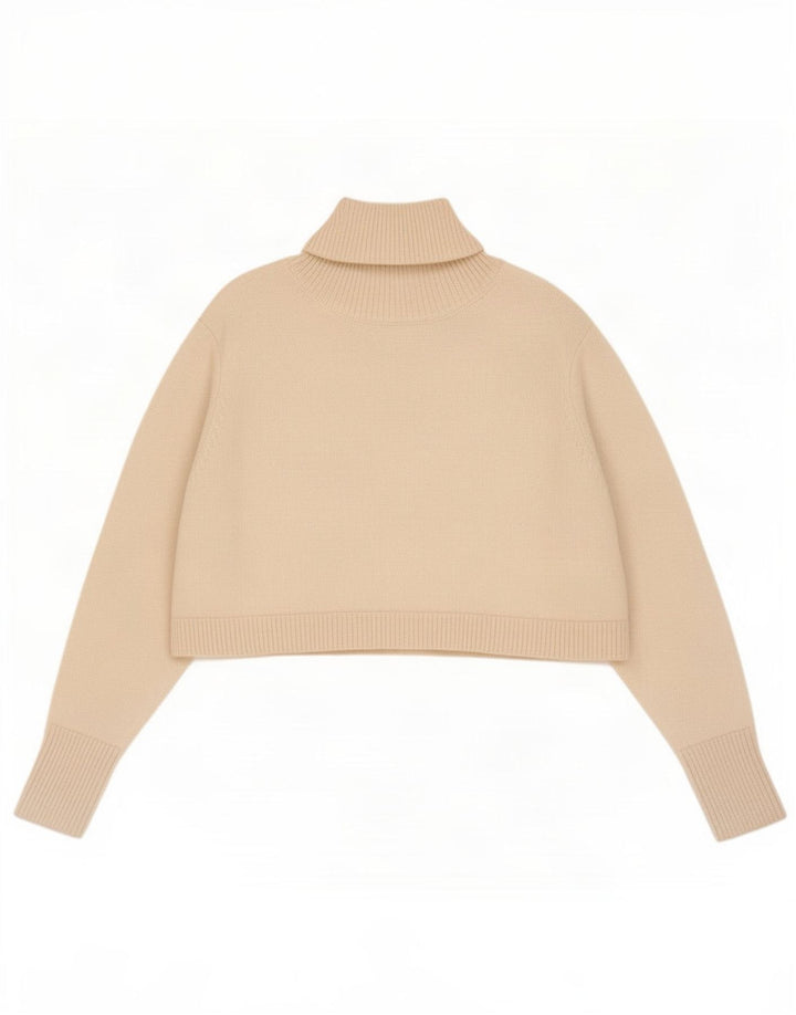 Zara Damen Crop Oversized Rollkragenpullover Pullover UK 10 Small Off White