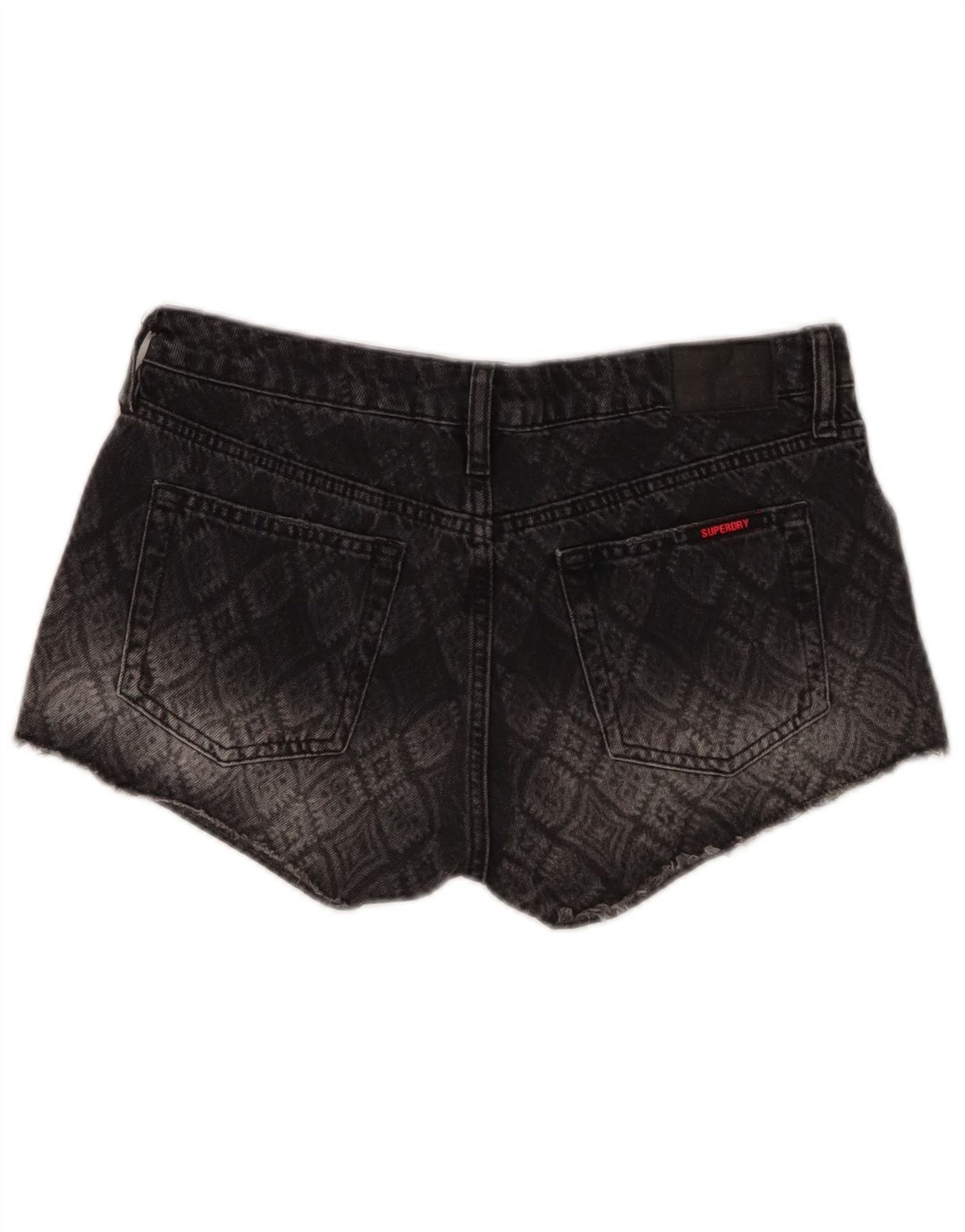 Superdry Damen Jeansshorts W29 mittelgraue geometrische Baumwolle