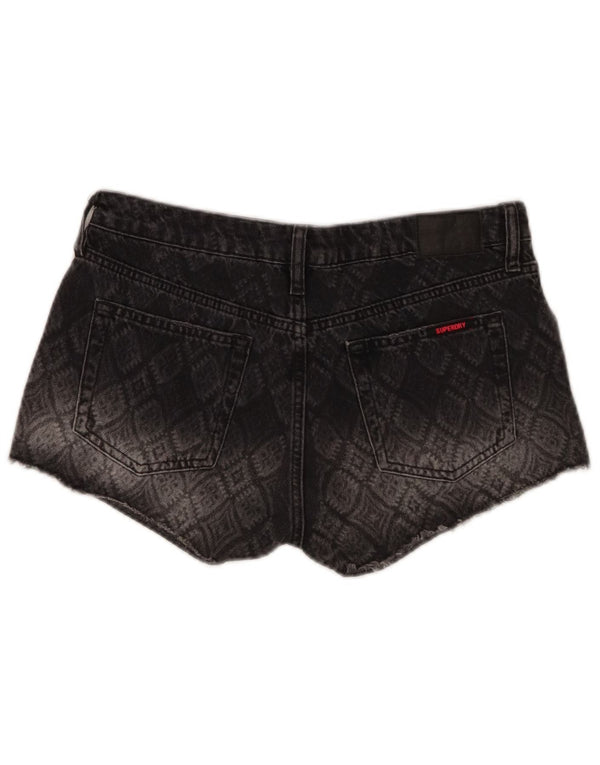 Superdry Damen Jeansshorts W29 mittelgraue geometrische Baumwolle