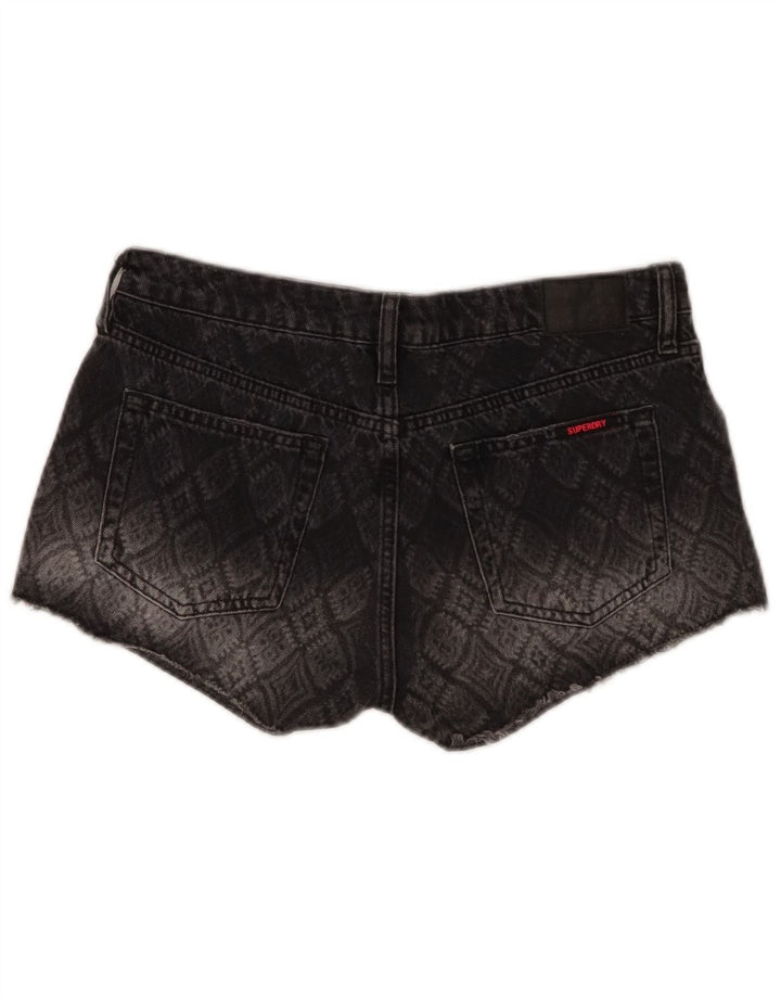 Superdry Damen Jeansshorts W29 mittelgraue geometrische Baumwolle