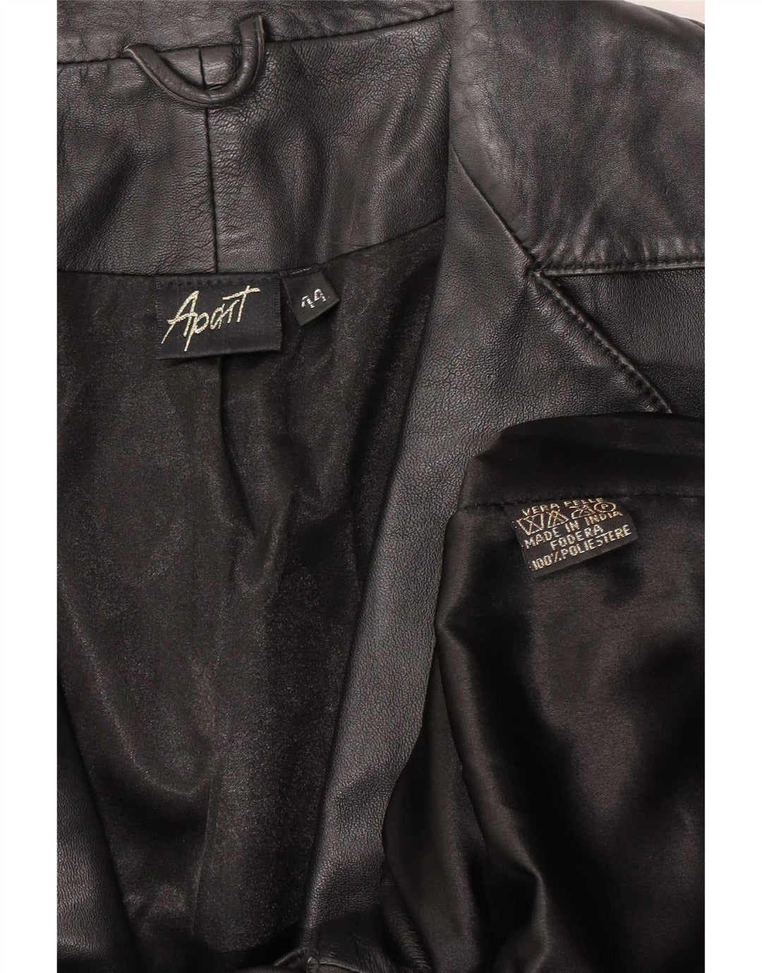 Apart Damen 1-Knopf-Lederblazer IT 44 Mittelschwarz