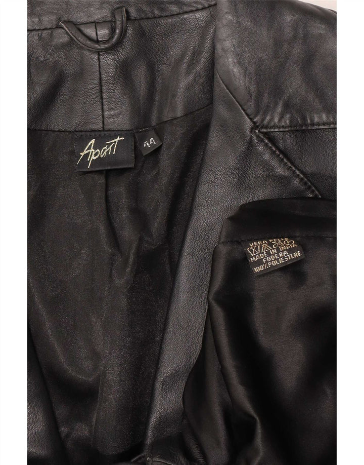 Apart Damen 1-Knopf-Lederblazer IT 44 Mittelschwarz