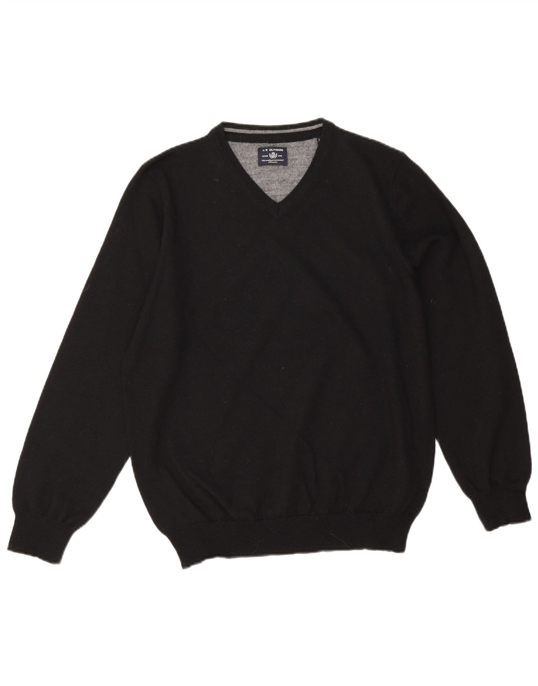 A.W.Dunmore Herren-Pullover mit V-Ausschnitt, IT 52, große schwarze Wolle