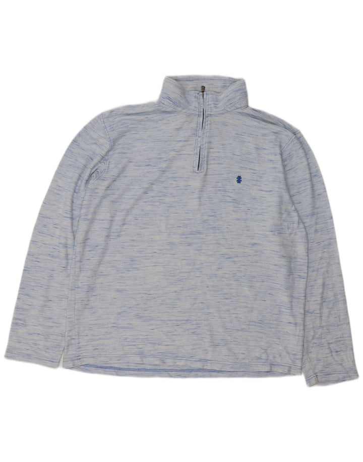 IZOD Herren-Trainingsanzug-Oberteil mit Reißverschluss am Hals, XL, blau gefleckte Baumwolle