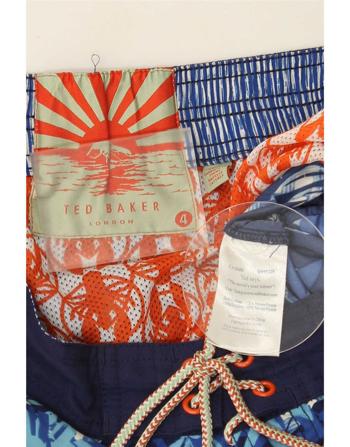 Ted Baker Herren-Badeshorts, Größe 4, groß, marineblaues Blumenmuster, Polyester