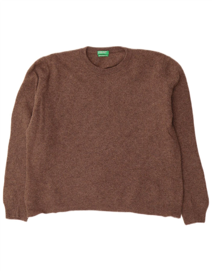 Benetton Damen-Pullover mit Rundhalsausschnitt, UK 12, Mittelbraun