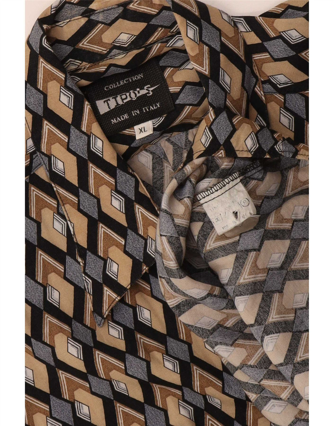 Tipo' S Herren-Kurzarmhemd XL aus mehrfarbiger, geometrischer Baumwolle