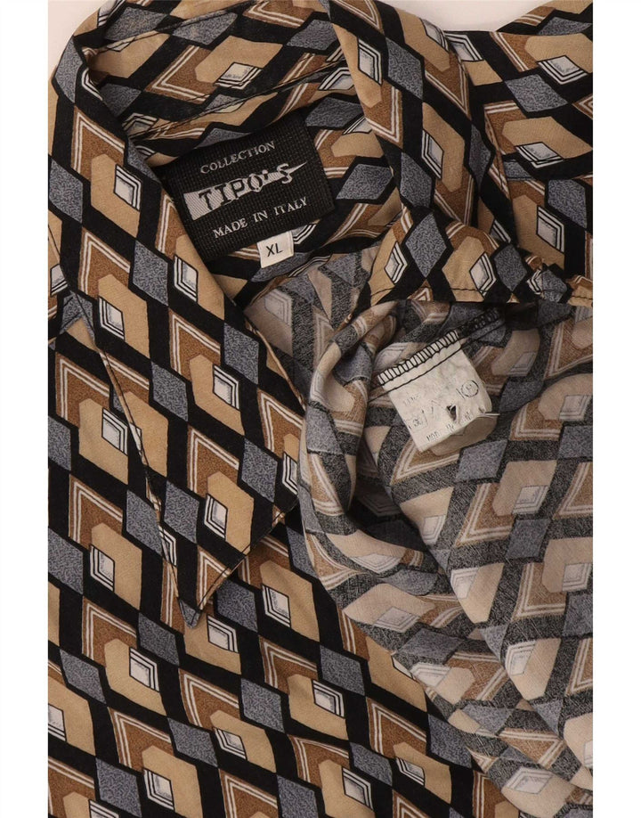 Tipo' S Herren-Kurzarmhemd XL aus mehrfarbiger, geometrischer Baumwolle
