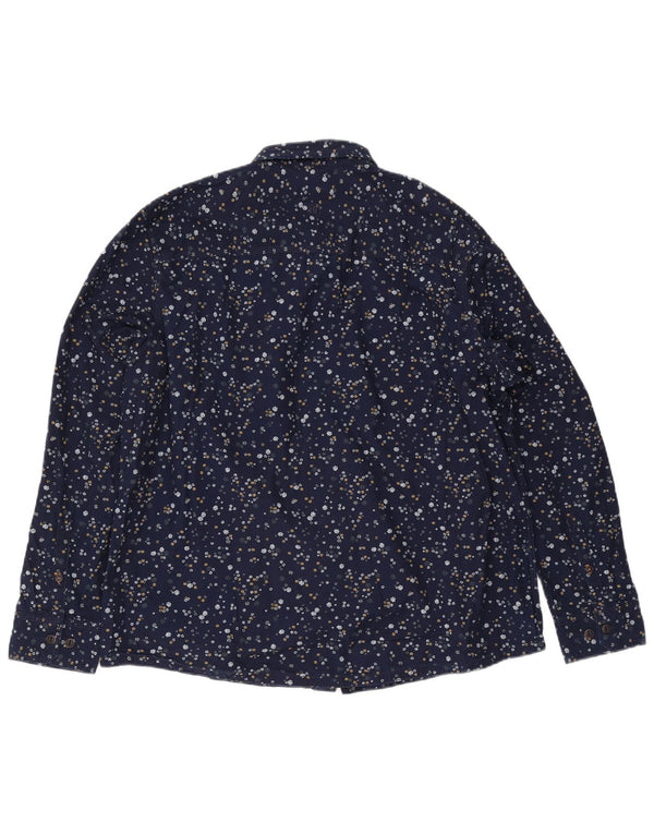Fat Face Herrenhemd 3XL Marineblau mit Blumenmuster aus Baumwolle