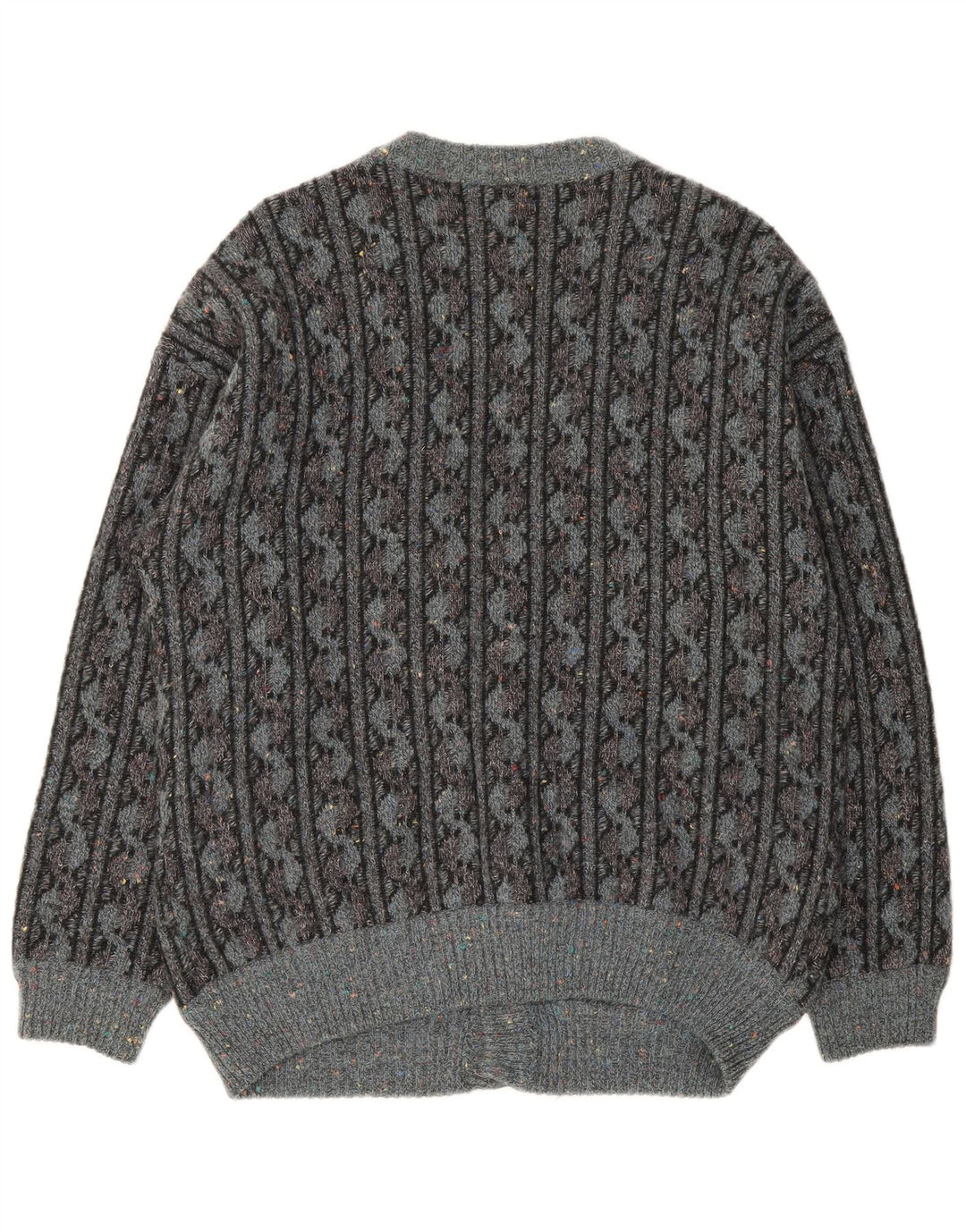 Ranger Herren-Cardigan-Pullover IT 52 Große graue geometrische Wolle