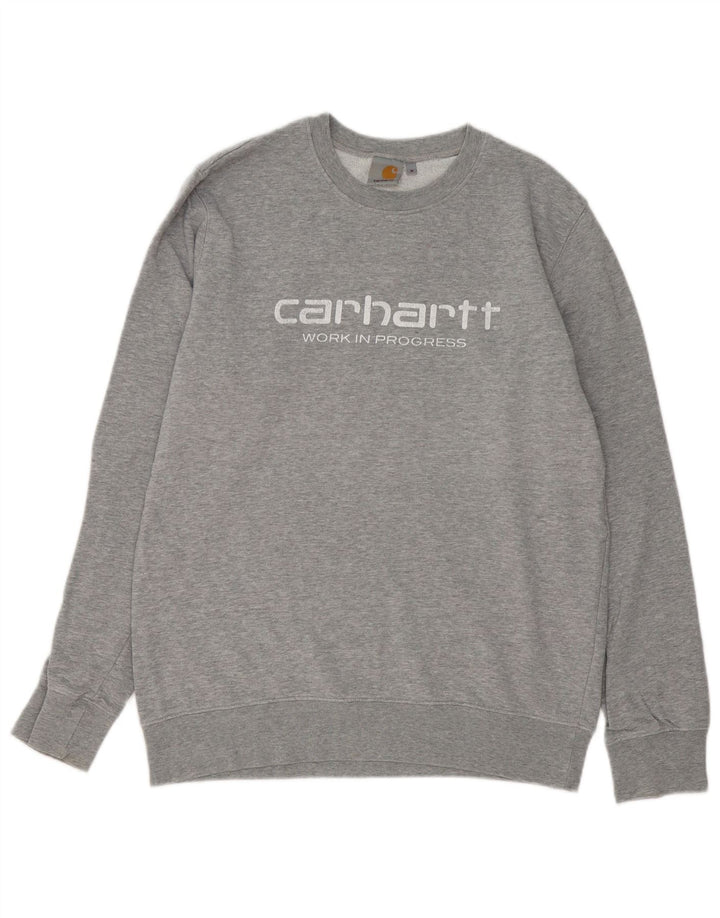 Carhartt Herren Grafik-Sweatshirt-Pullover aus mittelgrau gefleckter Baumwolle