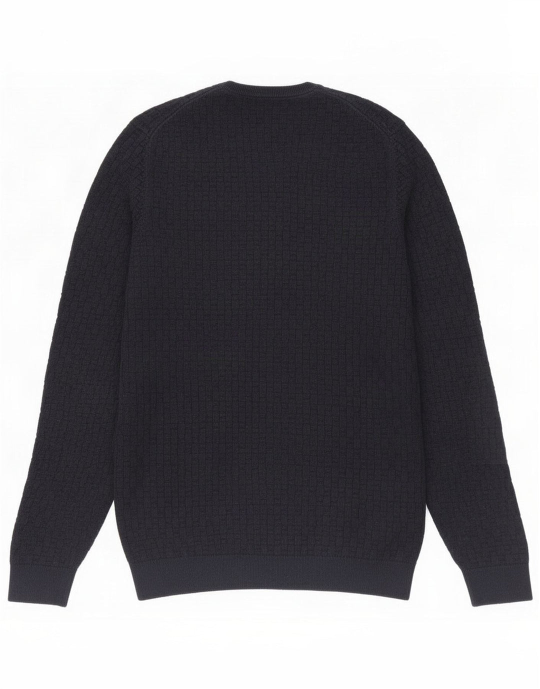 Massimo Dutti Herren-Pullover mit Rundhalsausschnitt, mittelmarineblaue Baumwolle