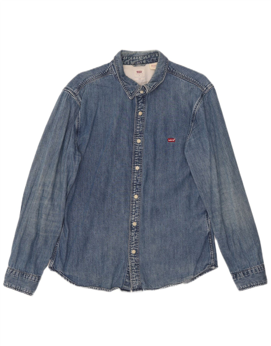 Levi's Herren Slim Jeanshemd UK 40 Large Blau Baumwolle