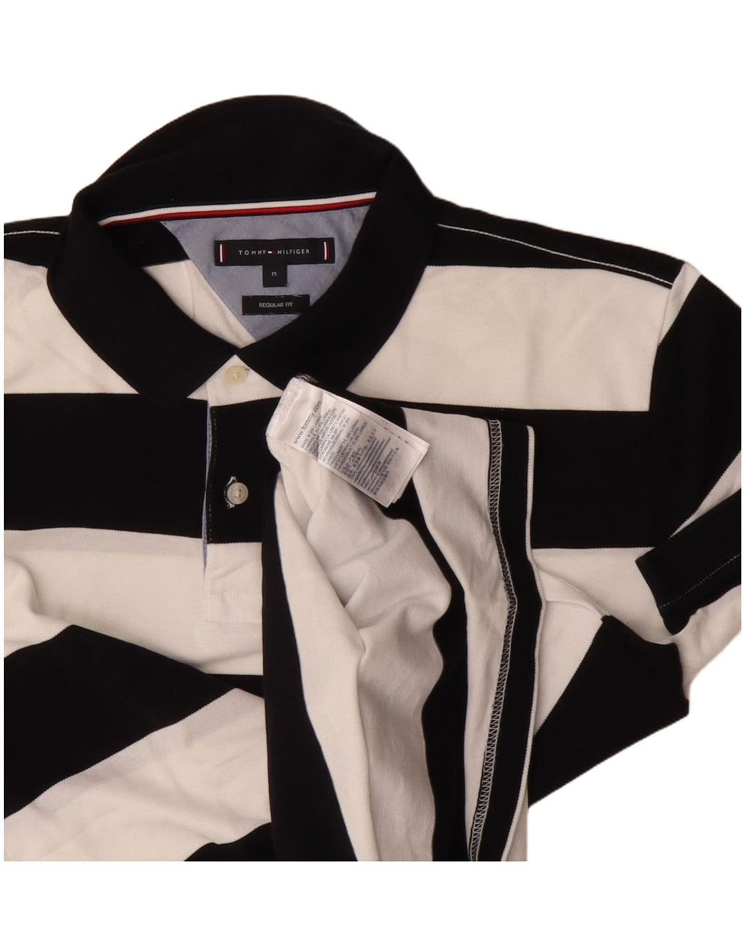 Tommy Hilfiger Herren-Poloshirt mit normaler Passform, mittelschwarz, gestreift, Baumwolle