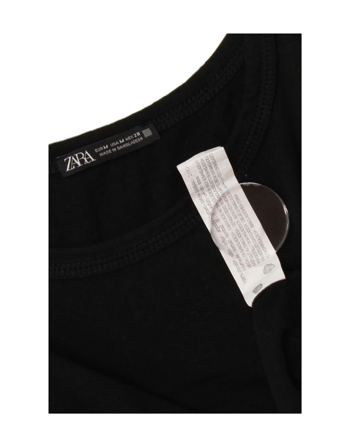 ZARA Womens Top Long Sleeve UK 12 Medium Black Cotton Vintage Zara and Second-Hand Zara from Messina Hembry 