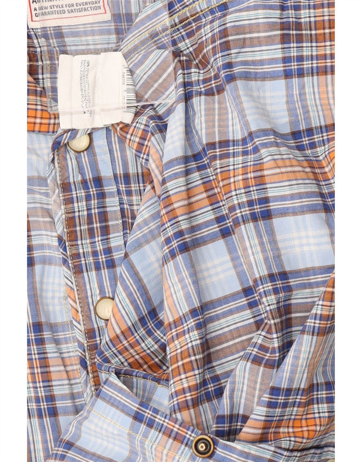 VINTAGE Mens Short Sleeve Shirt XL Blue Check Cotton Vintage Vintage and Second-Hand Vintage from Messina Hembry 