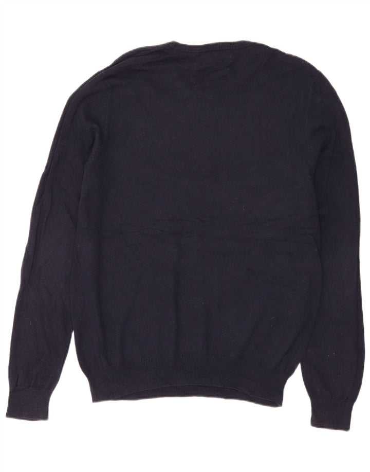 Marks & Spencer Herren-Pullover mit Rundhalsausschnitt, mittelmarineblaue Baumwolle