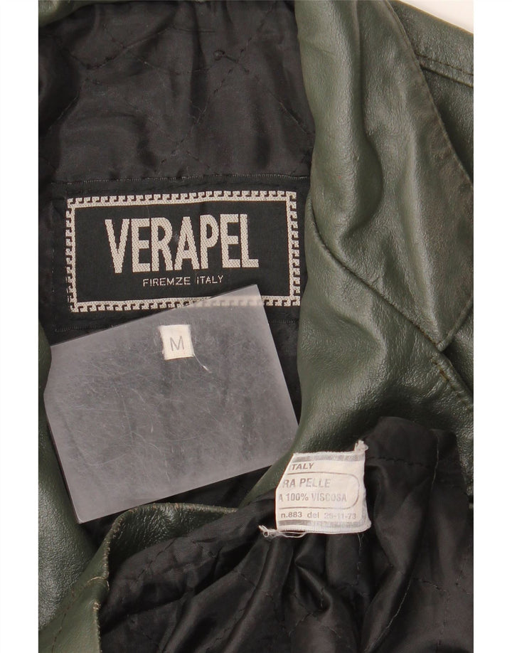 Vintage Damen Ledermantel UK 14 Medium Khaki Leder