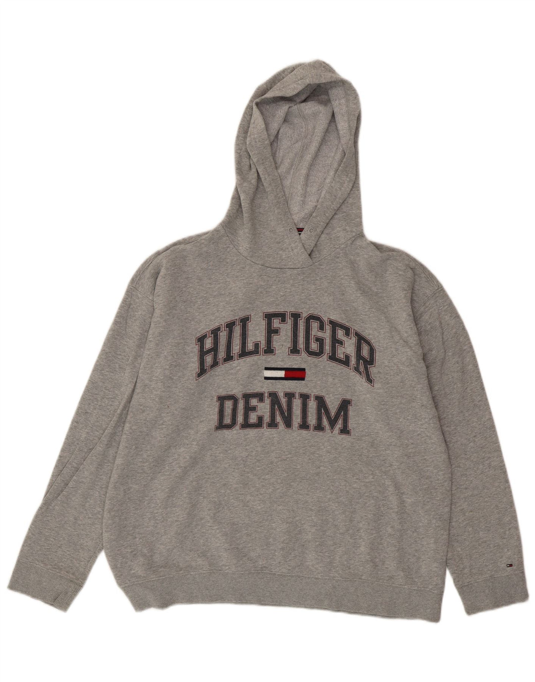 TOMMY HILFIGER Damen Übergroßer grafischer Kapuzenpullover UK 16 Large Grau