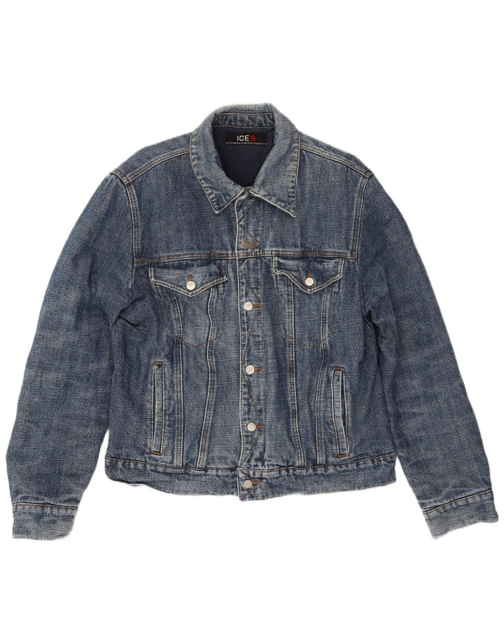 Iceberg Herren Jeansjacke IT 54 2XL Blaue Baumwolle
