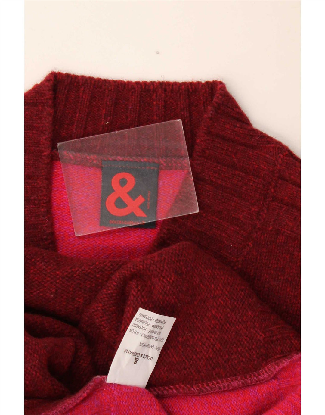 Dolce & Gabbana Damen-Pullover mit V-Ausschnitt IT 44 Medium Burgund