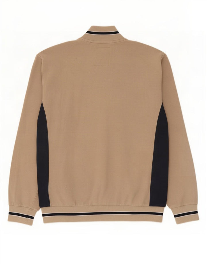 Champion Herren-Trainingsanzug-Oberteil, große beige Colourblock-Baumwolle