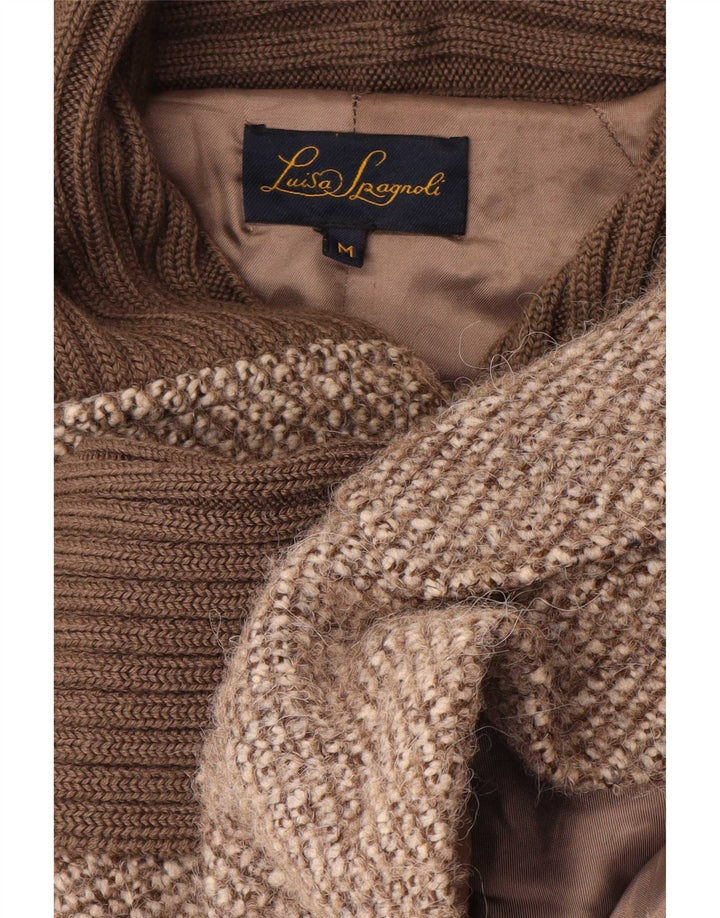 Luisa Spagnoli Damen Mantel UK 14 Mittelbraun gesprenkelte Wolle