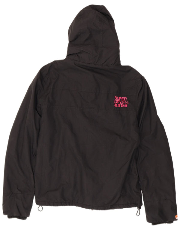 Superdry Damen-Windbreakerjacke mit Kapuze, UK 18 XL, schwarzes Nylon