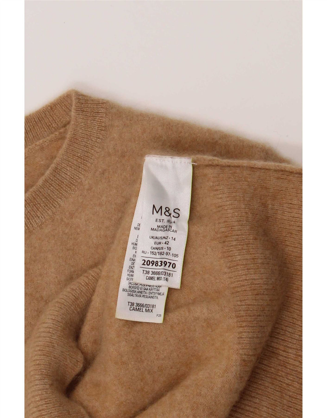 Marks & Spencer Damen-Pullover mit Rundhalsausschnitt, Gr. 14, groß, braun, geometrisch
