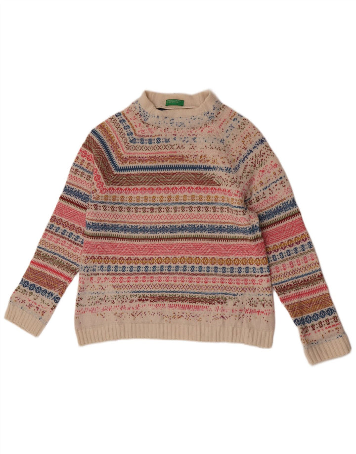 Benetton Damen-Pullover mit Rollkragen, Gr. 14, Größe M, mehrfarbig