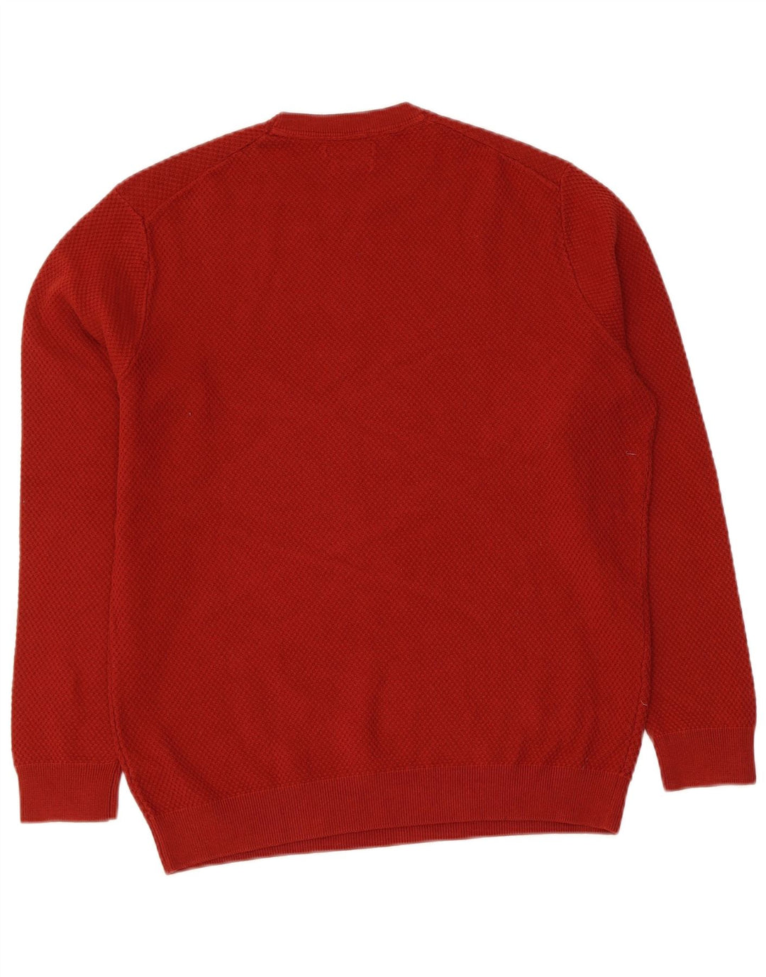 Massimo Dutti Herren-Pullover mit Rundhalsausschnitt, mittelgroße burgunderfarbene Baumwolle