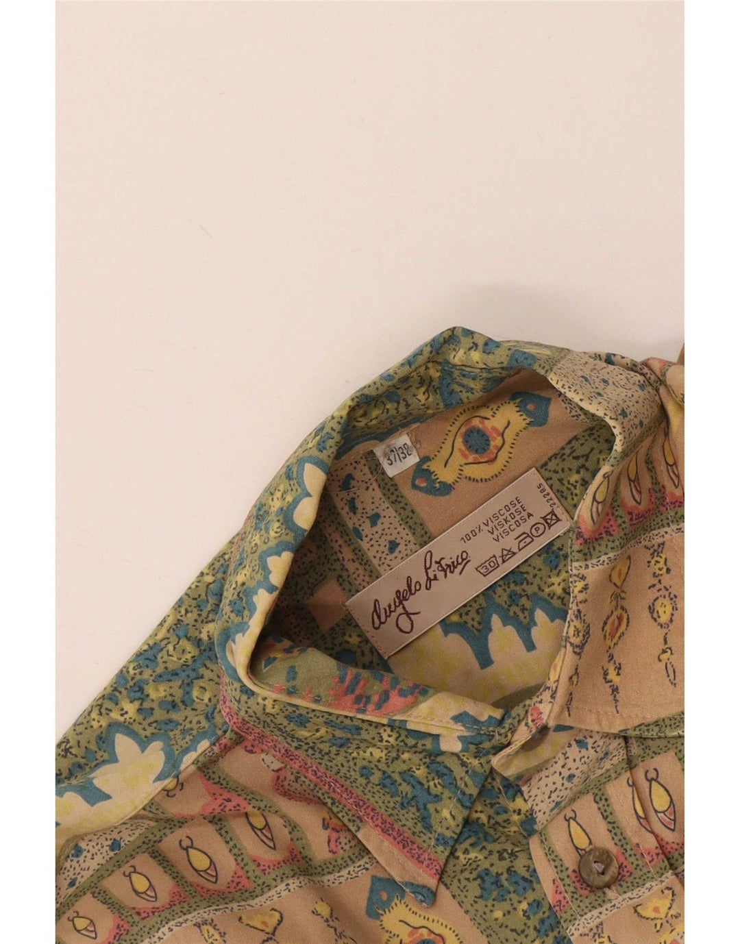 Angelo Litrico Herrenhemd Größe 37/38 Small Beige Paisley Viskose
